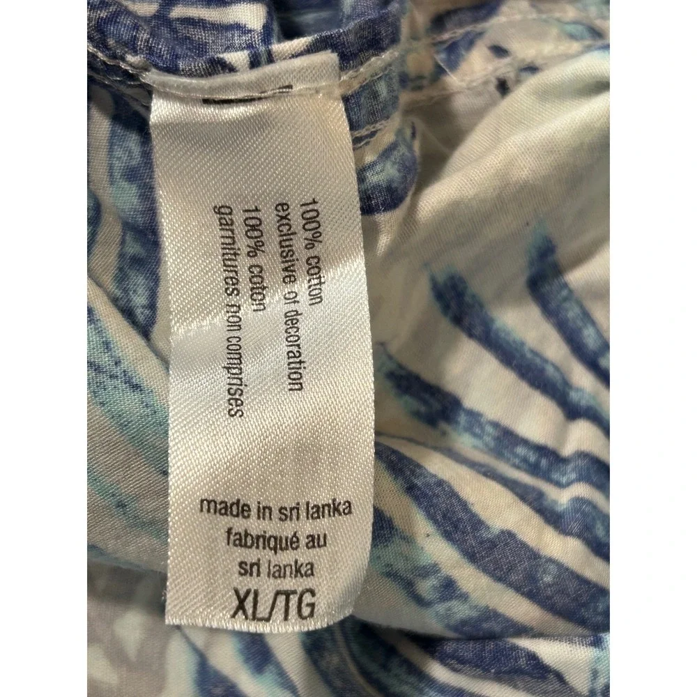 Tommy Bahama Mens XL Blue White Palm‎ Leaf Cotton Drawstring Shorts Tropical